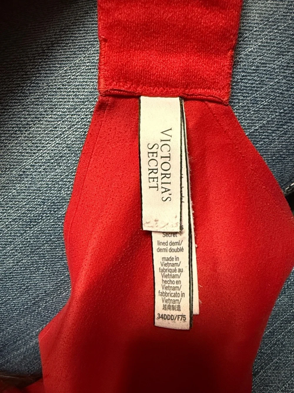 Victoria's Secret Bright Red Lace-Trim T-Shirt Bra
